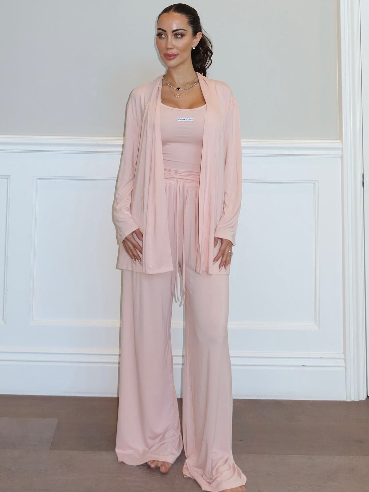 clo-la x GLOWiD viscose lounge set with second-skin feel and relaxed elegance