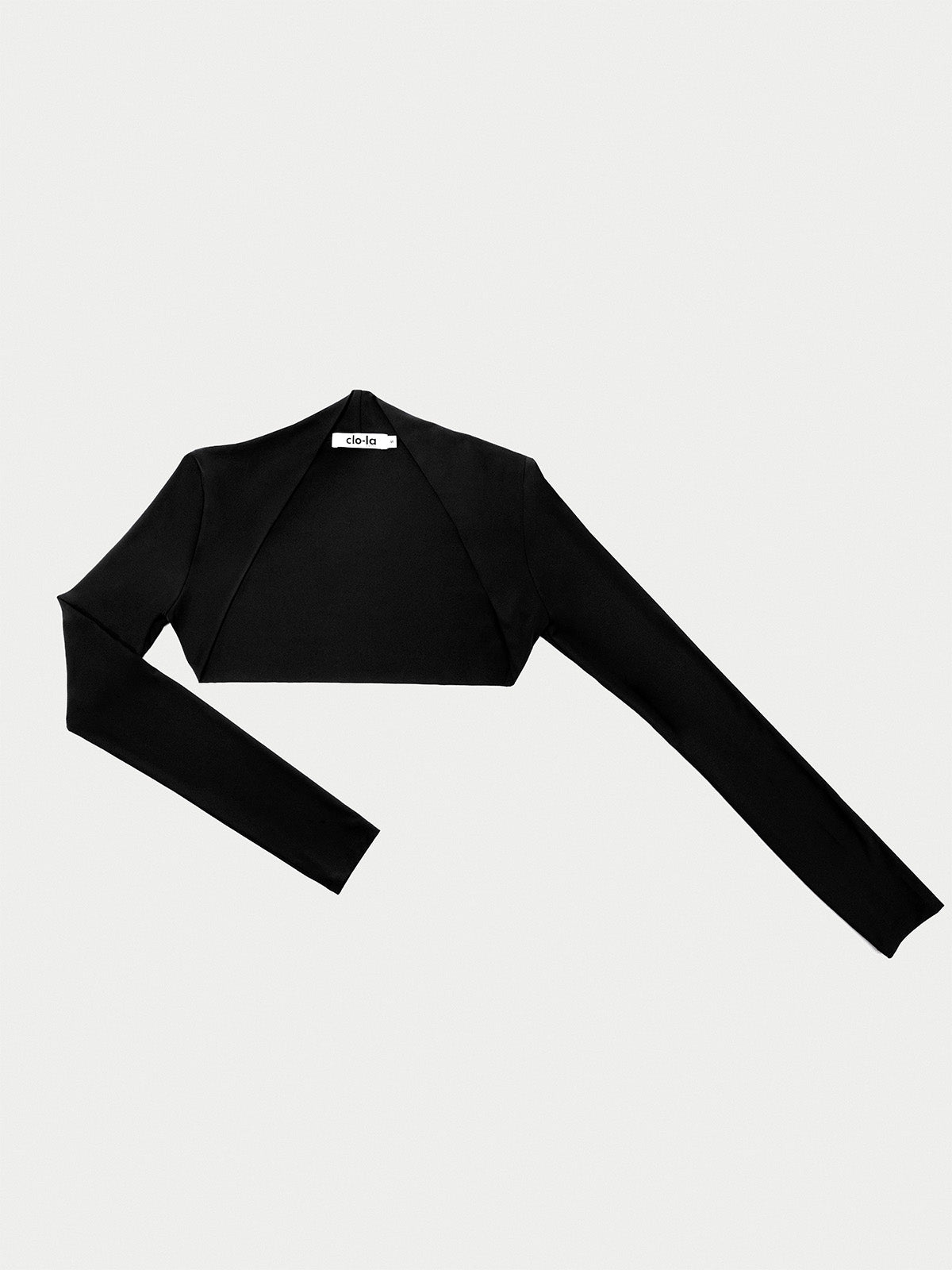 Black cropped bolero top with long fitted sleeves