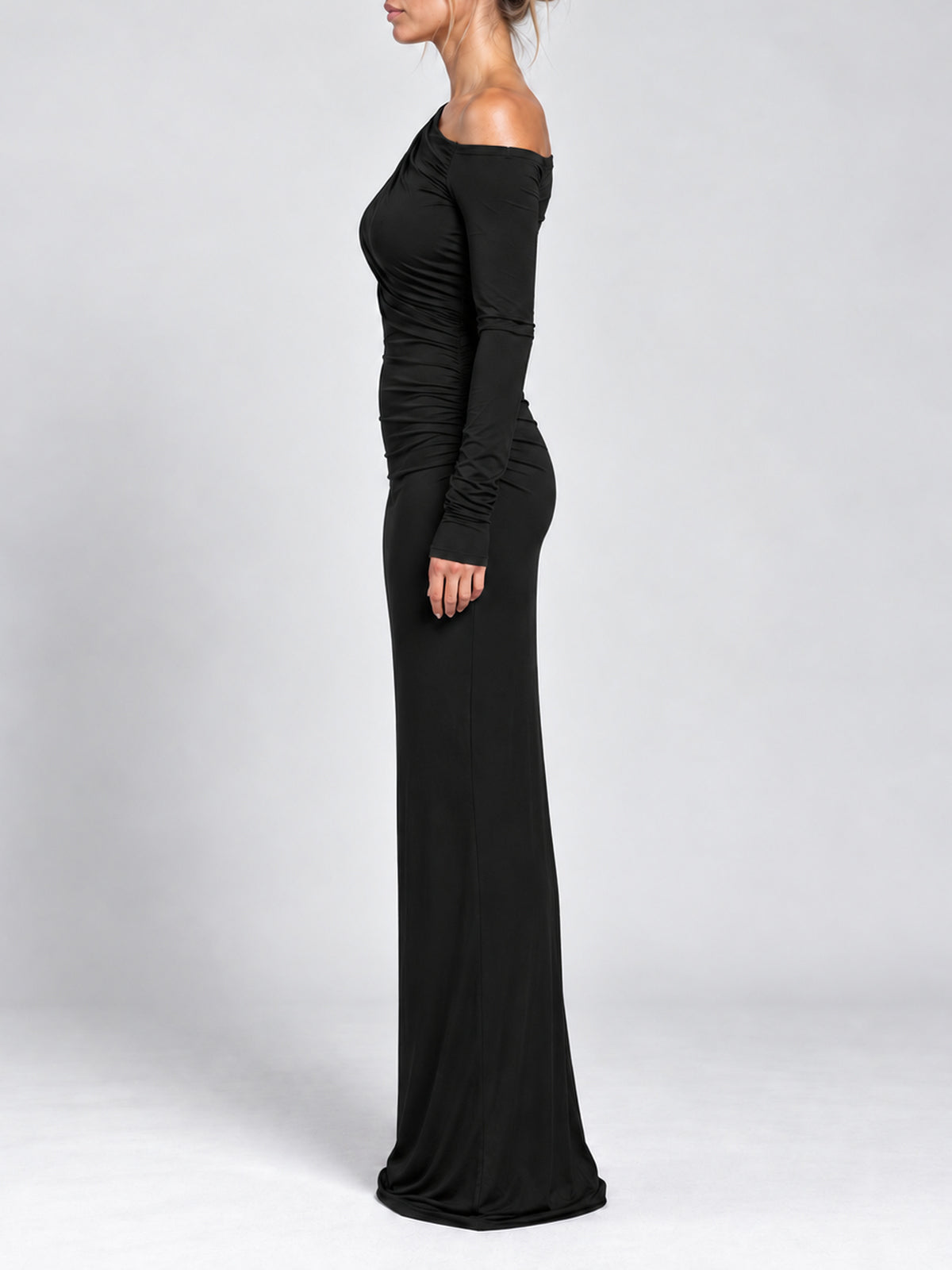 FAYE black maxi dress – side view