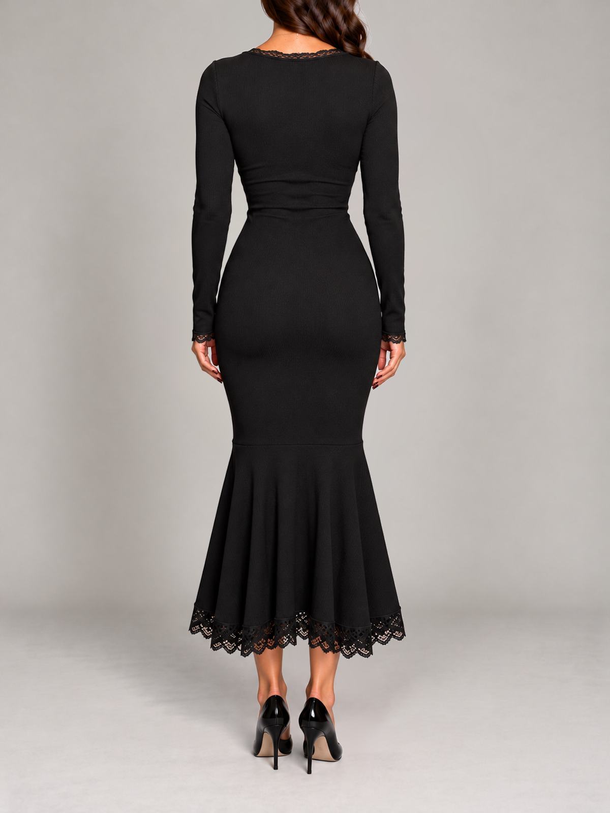 HAZEL black dress back studio view
