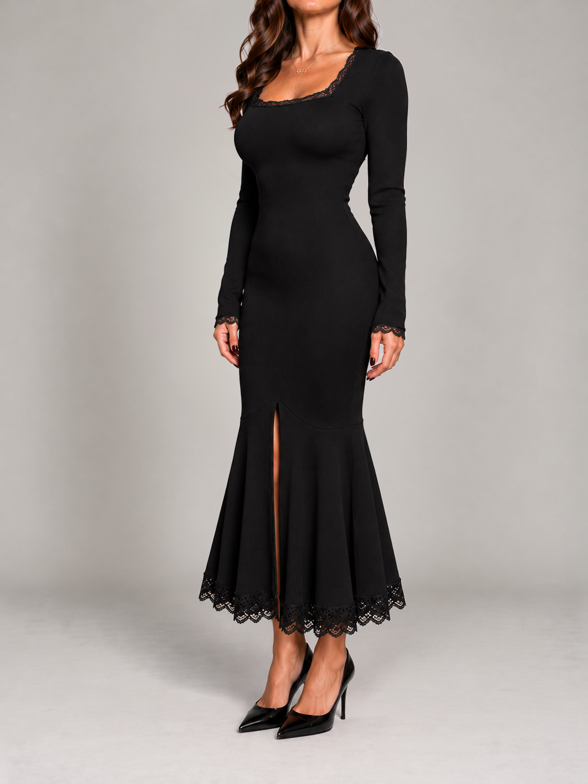 HAZEL black dress side studio view