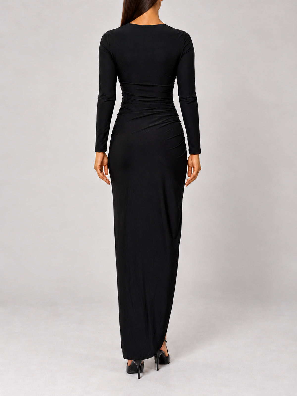 JAS black dress without cuffs, back view