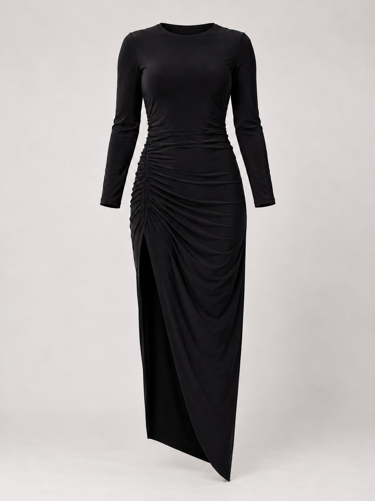 JAS black dress, ghost mannequin front view