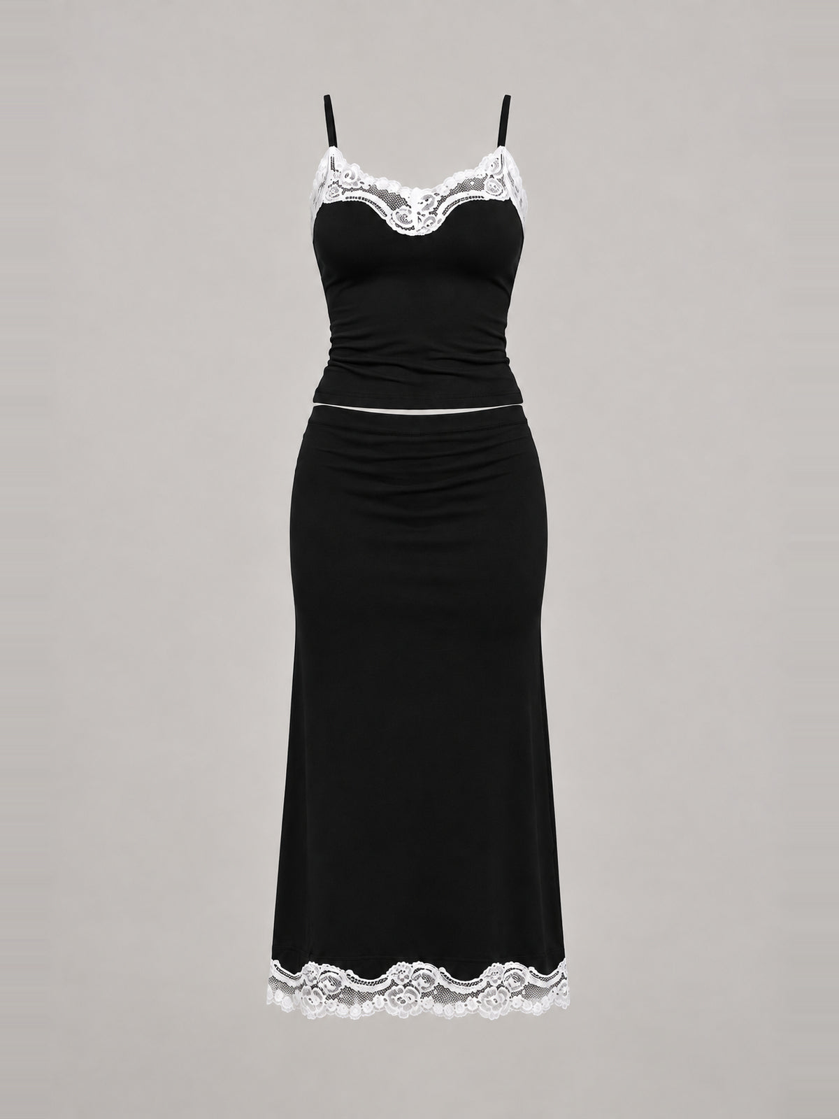 SUKI Black top and skirt with white lace, ghost product image