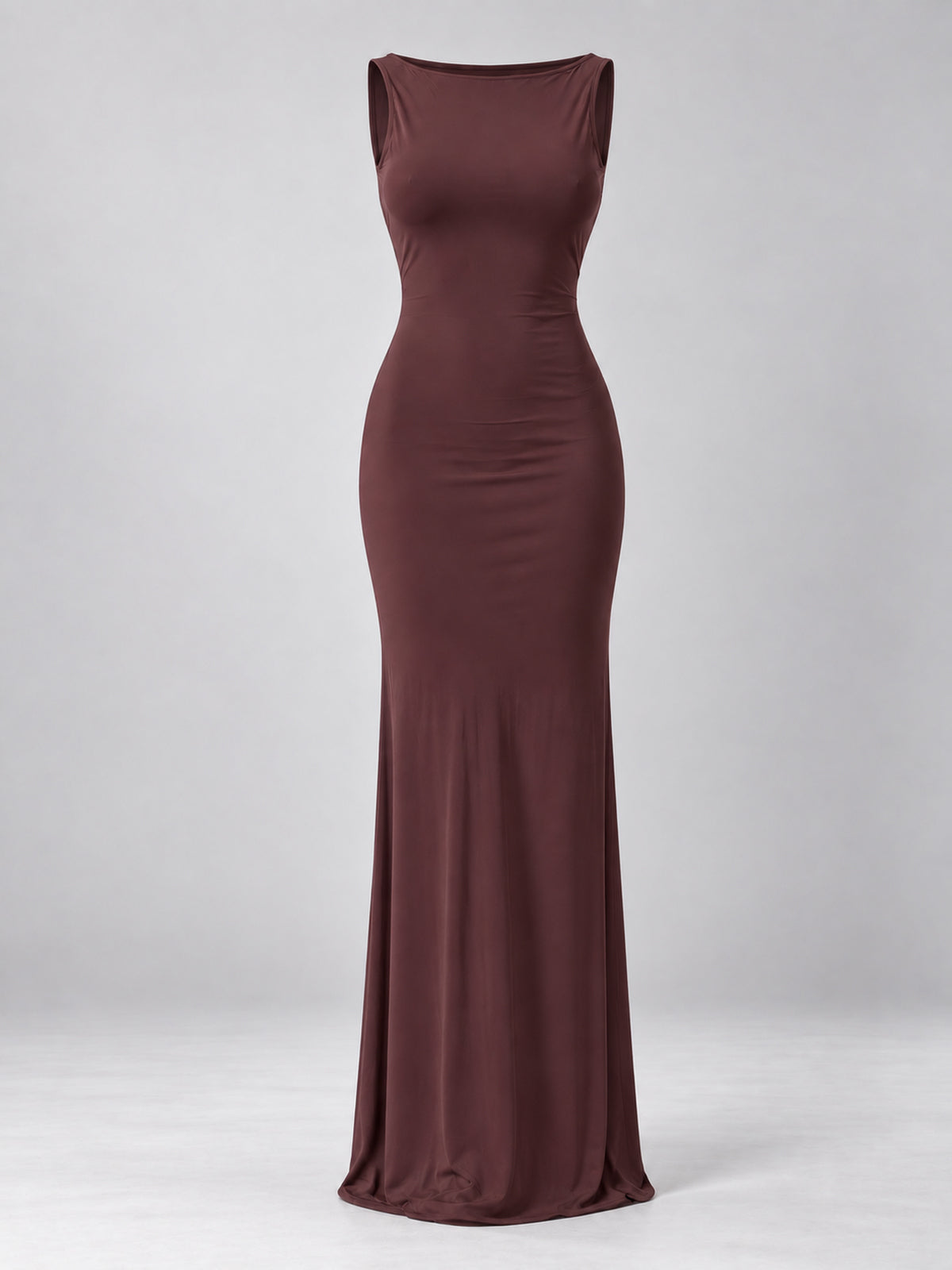 CLOÉ brown maxi dress, garment-only ghost mannequin view