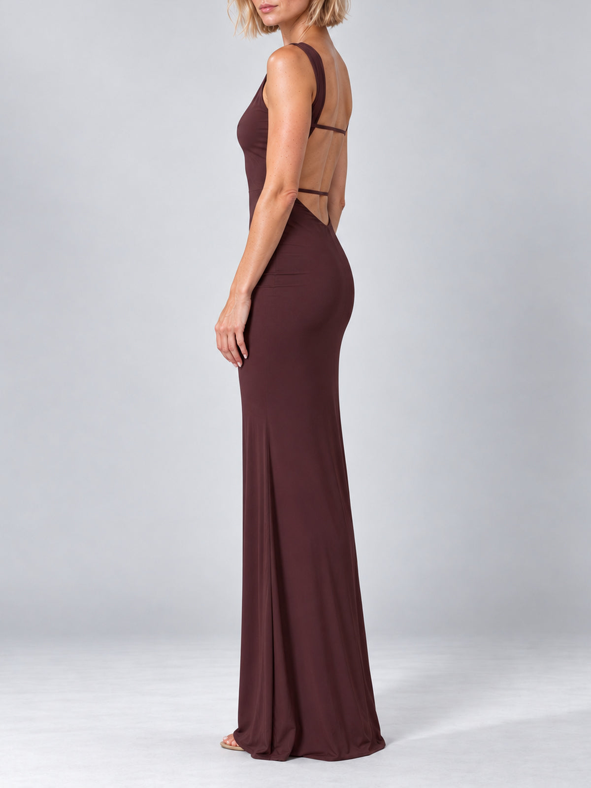 CLOÉ brown maxi dress, side view