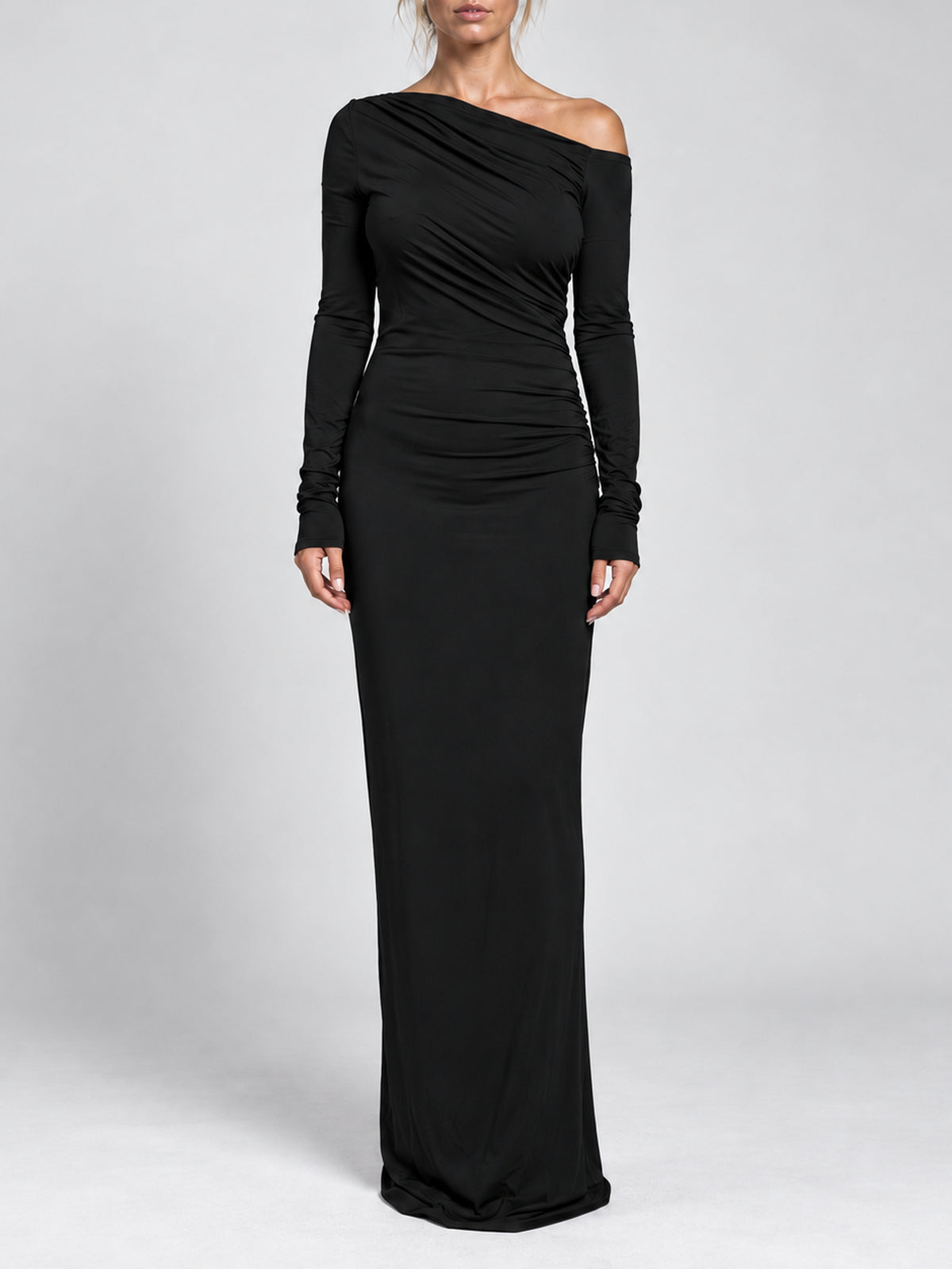 FAYE black maxi dress – front view