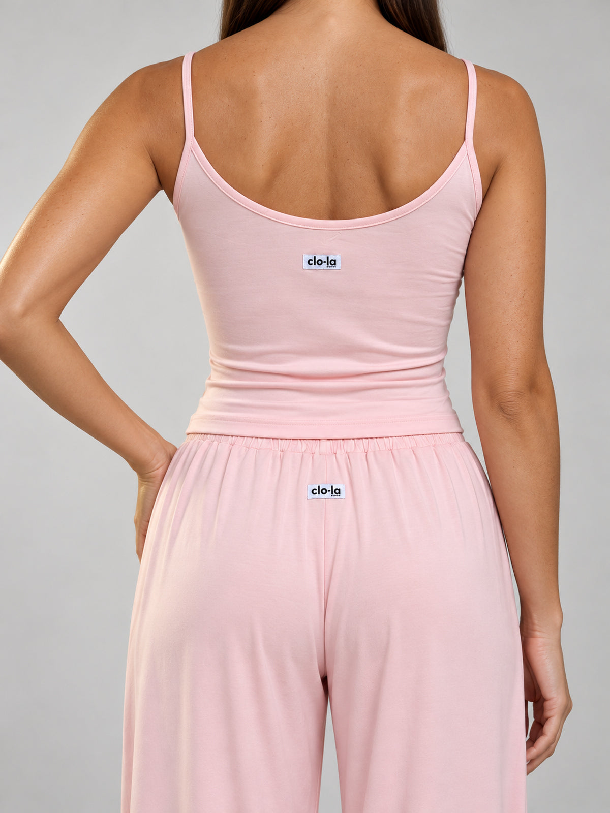 Light pink Lounge Pyjama Set, back close-up of camisole and trousers